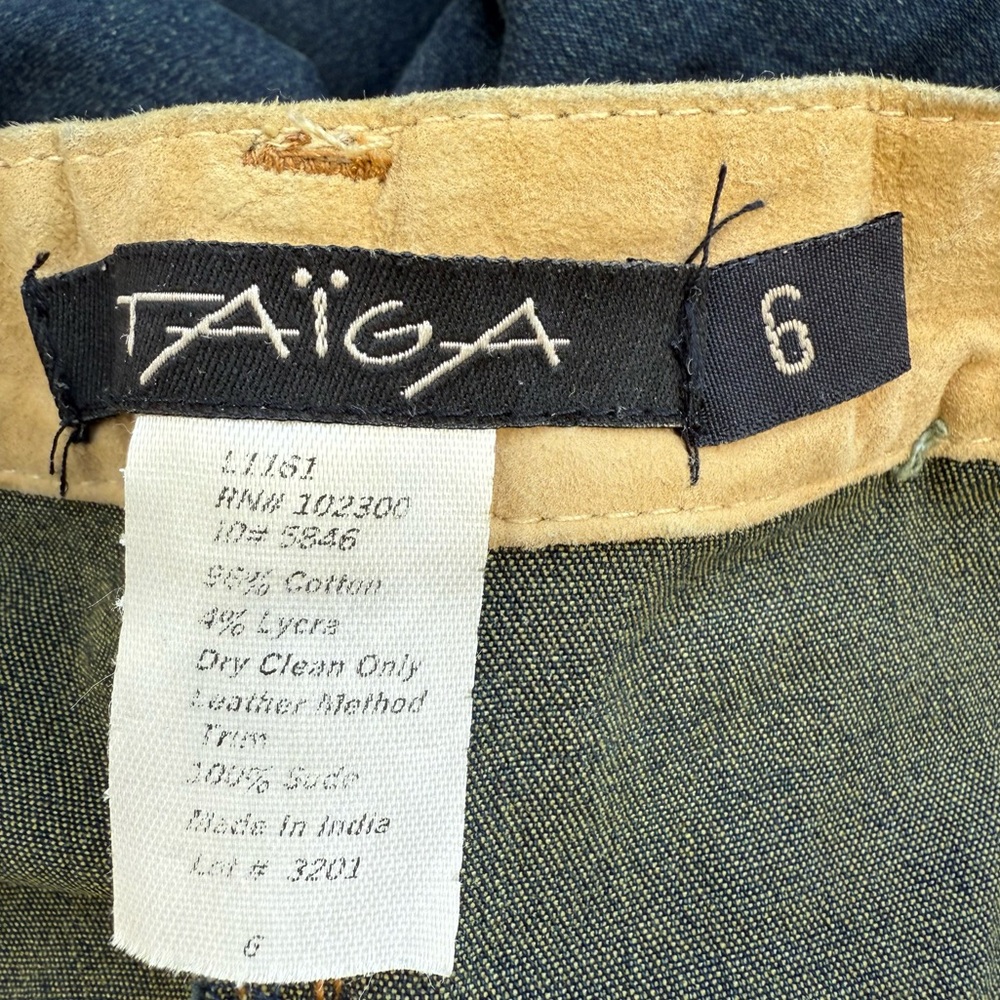 Taiga Women’s Western cowgirl Blue Denim Capri Pearls Suede Fringe Jeans Size 6 - Picture 5 of 11